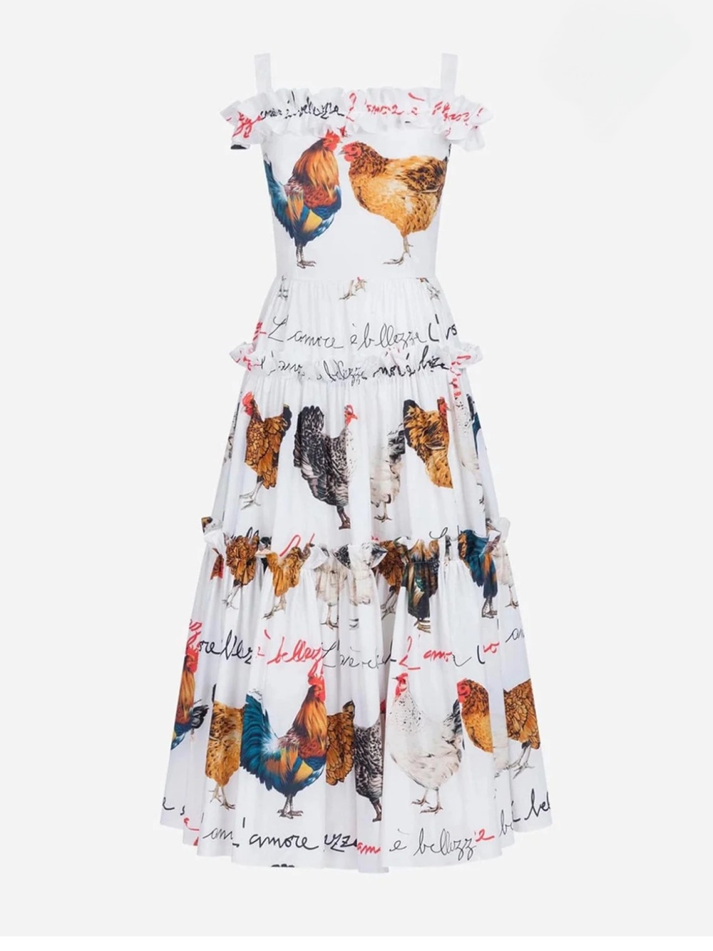 NWT *** DOLCE & GABBANA
HEN-PRINTED POPLIN DRESS-40